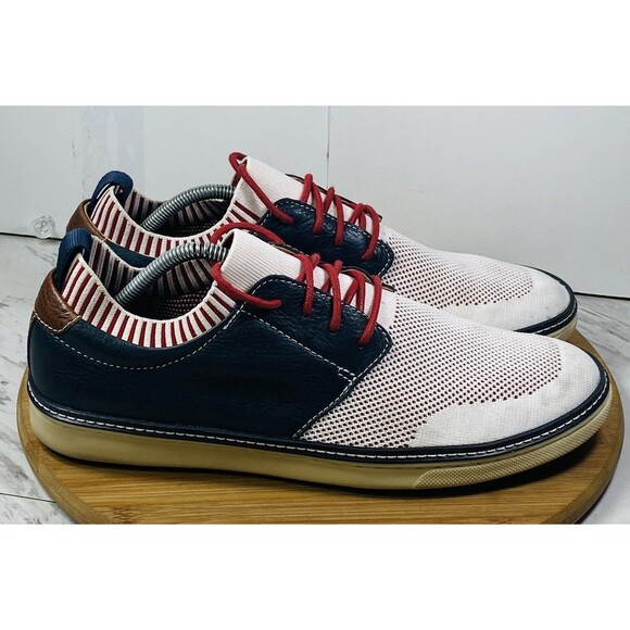 Johnston & Murphy Culling knit leather oxfords in a white and navy blue Sz 11M main image 5